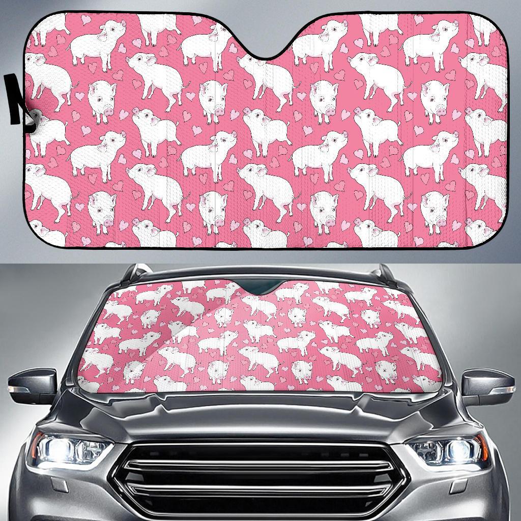 Pig Heart Pattern Print Car Sun Shade-grizzshop
