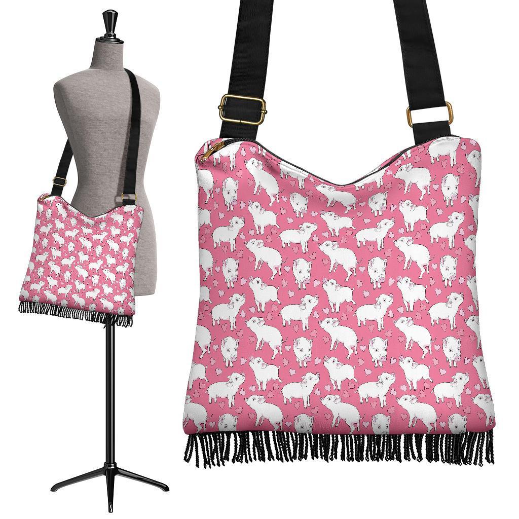 Pig Heart Pattern Print Crossbody Bags-grizzshop