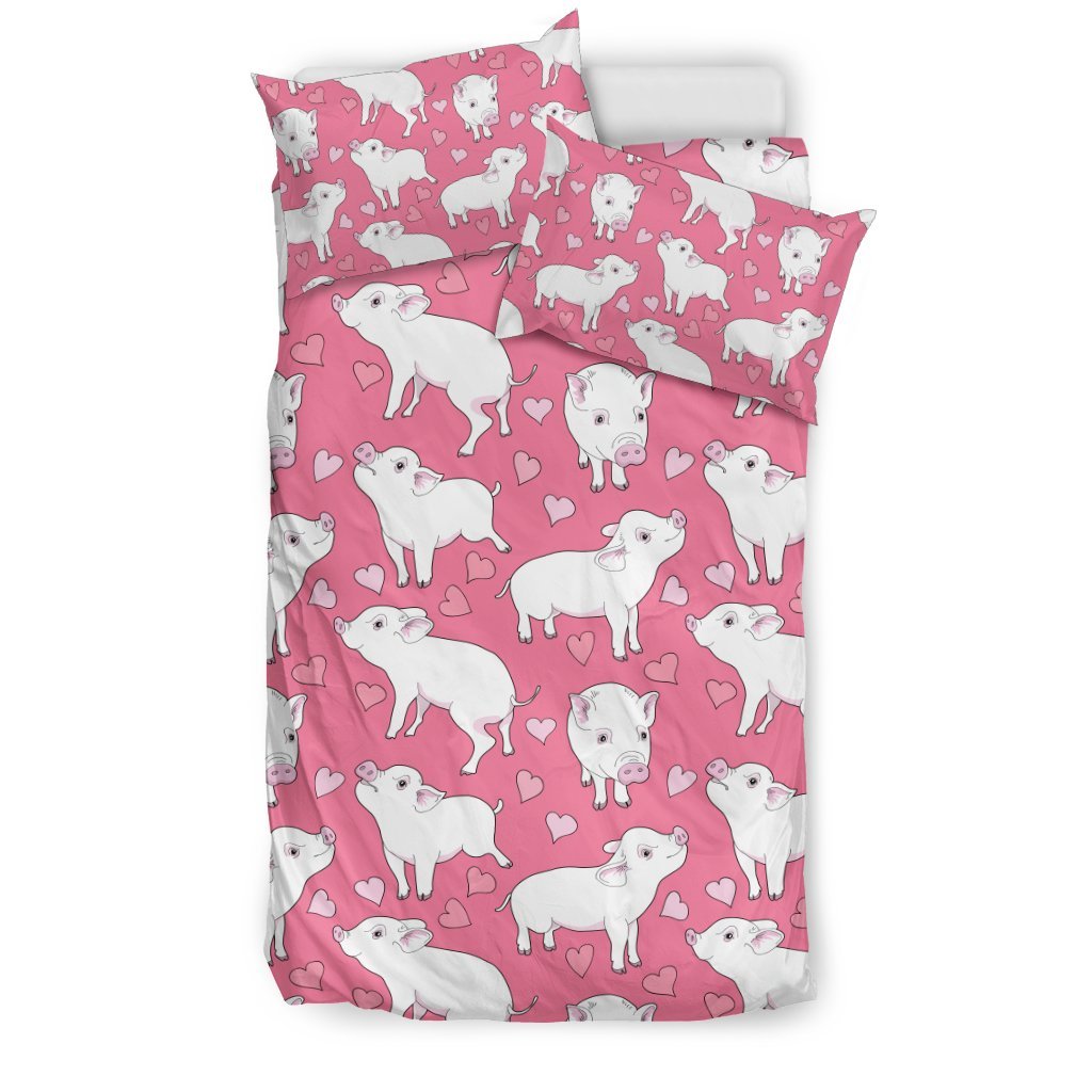 Pig Heart Pattern Print Duvet Cover Bedding Set-grizzshop