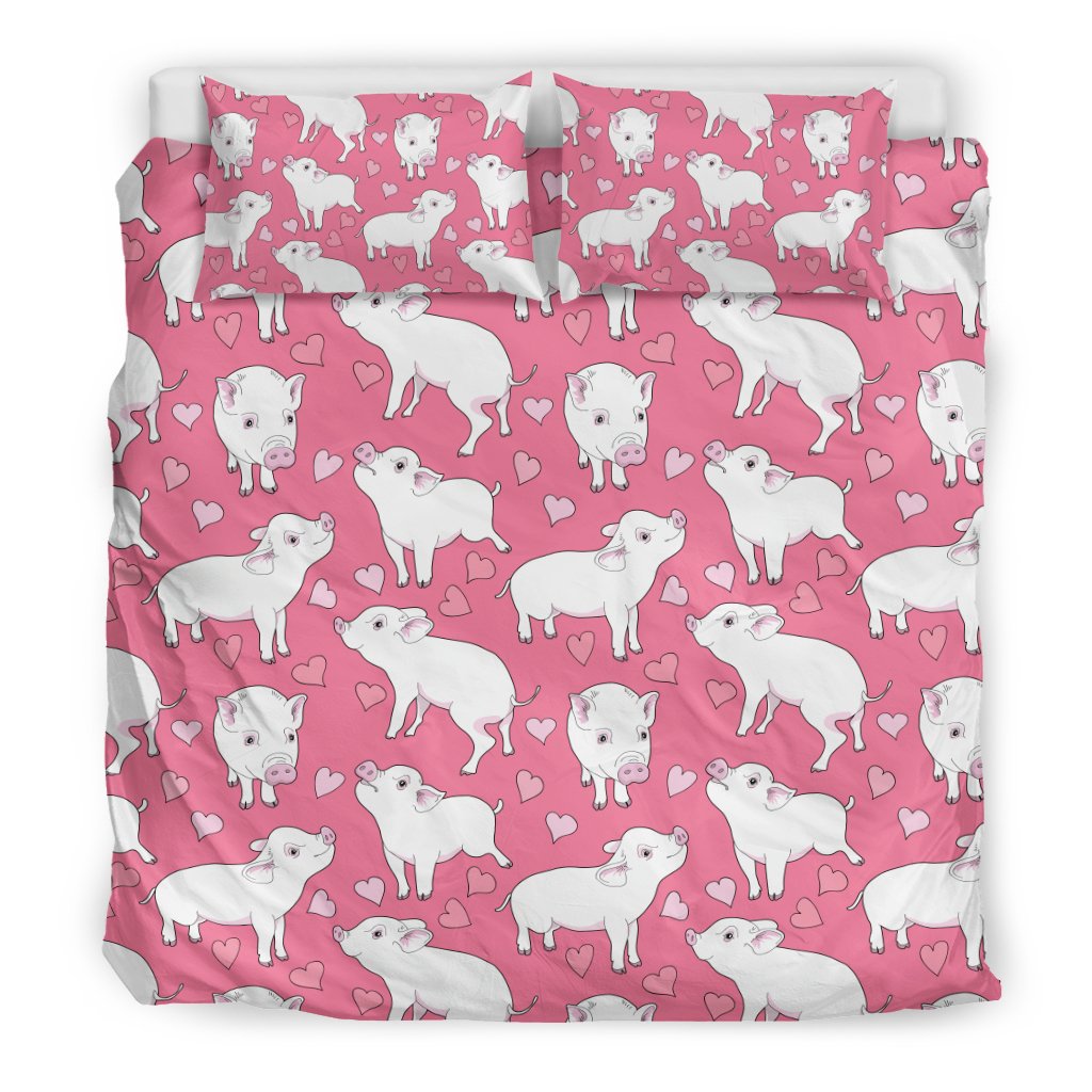 Pig Heart Pattern Print Duvet Cover Bedding Set-grizzshop