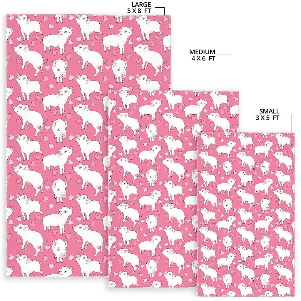 Pig Heart Pattern Print Floor Mat-grizzshop