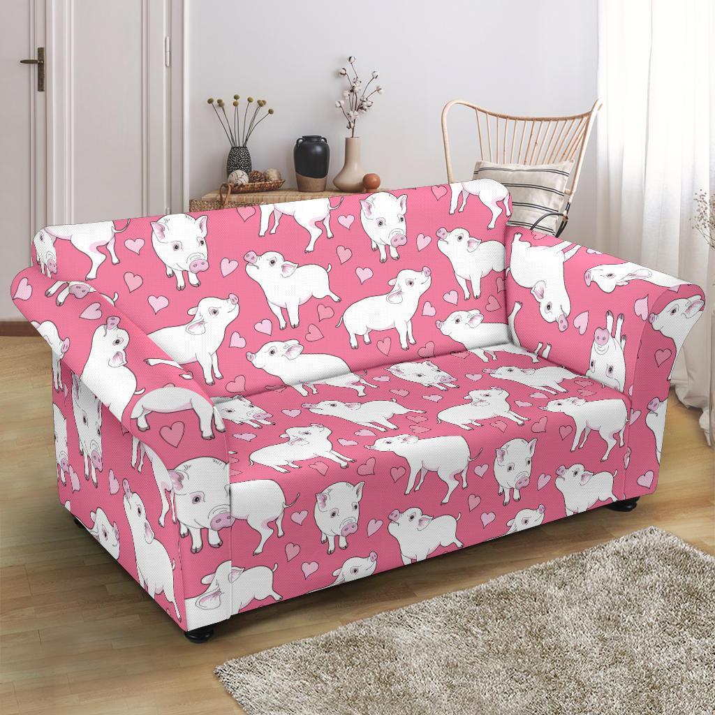 Pig Heart Pattern Print Loveseat Cover-grizzshop