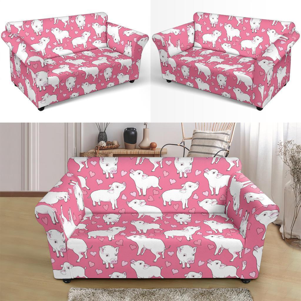 Pig Heart Pattern Print Loveseat Cover-grizzshop