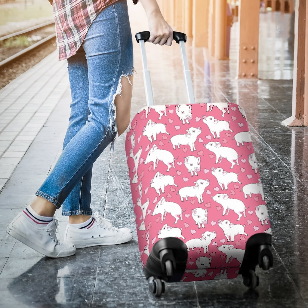 Pig Heart Pattern Print Luggage Cover Protector-grizzshop