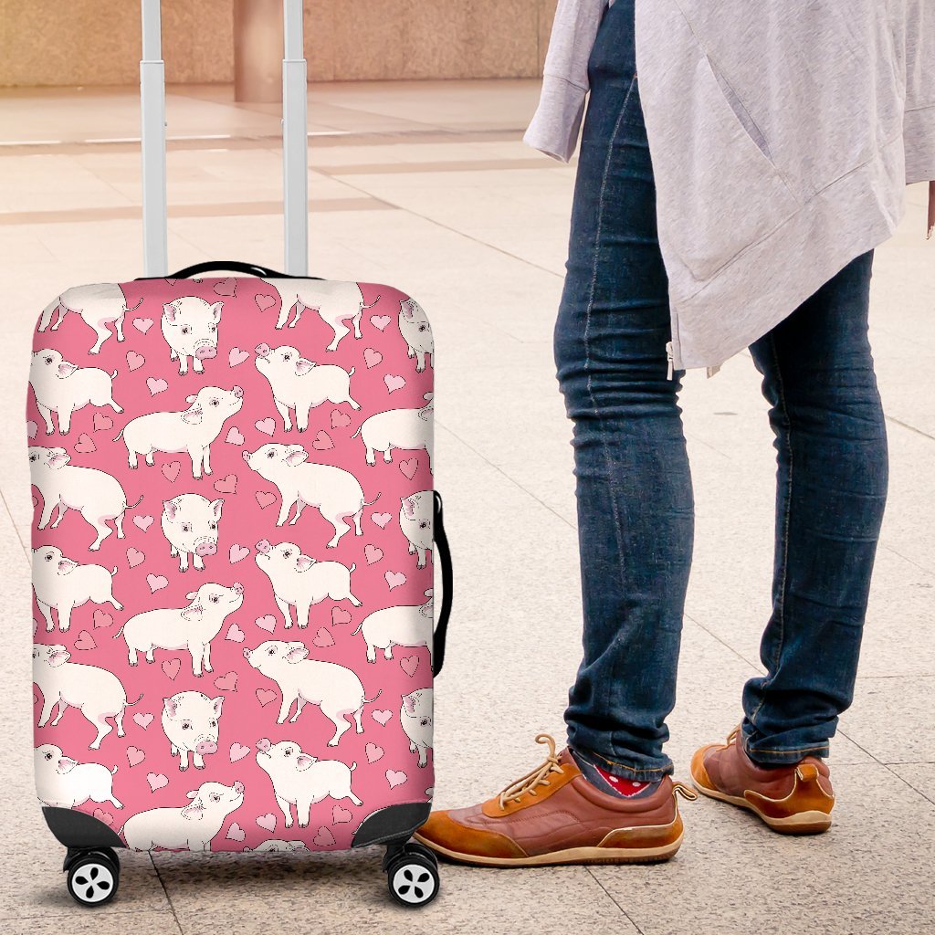 Pig Heart Pattern Print Luggage Cover Protector-grizzshop