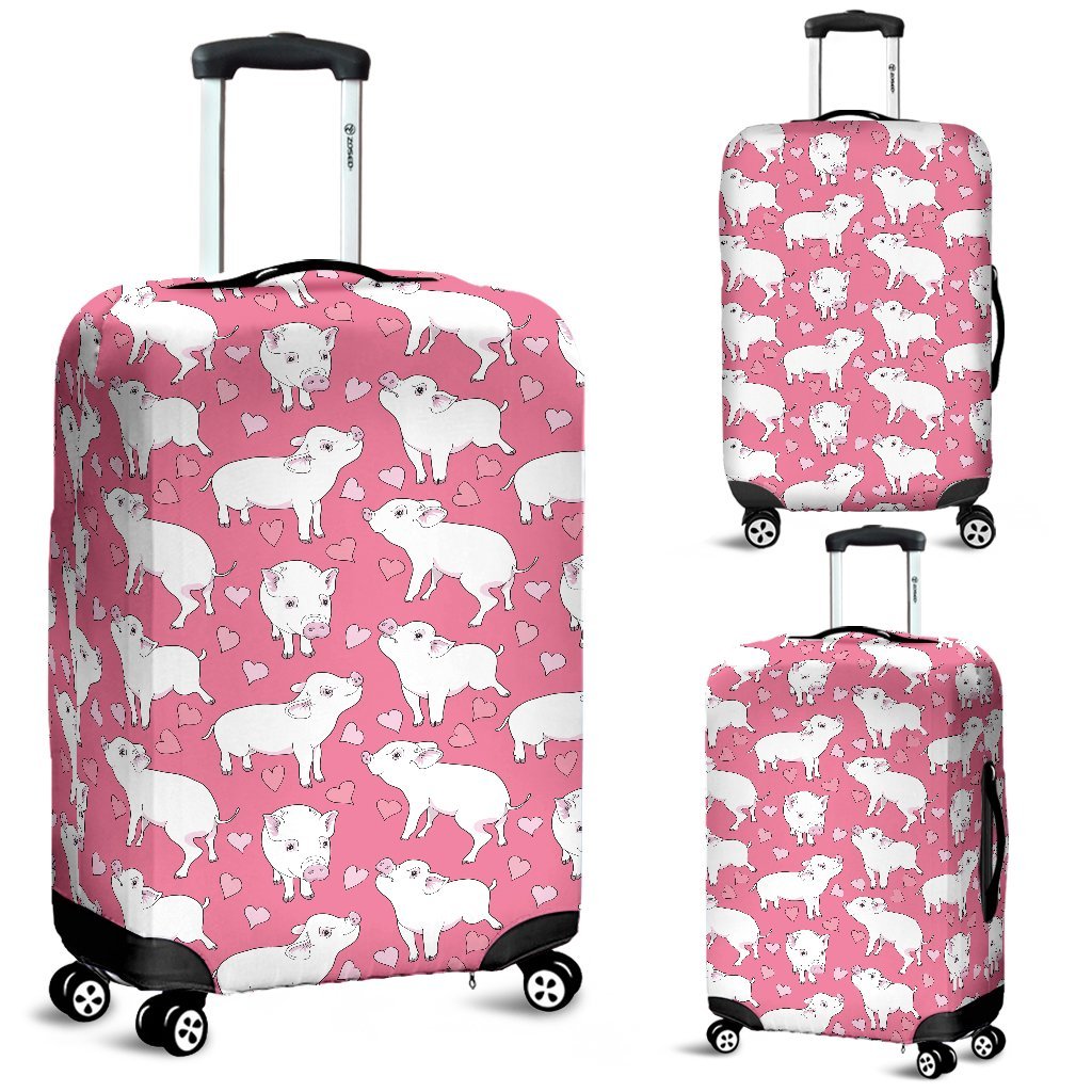 Pig Heart Pattern Print Luggage Cover Protector-grizzshop