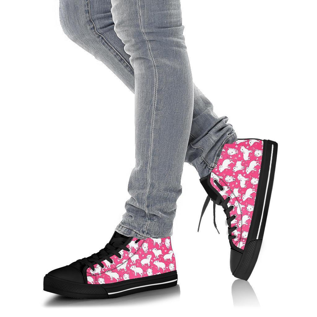 Pig Heart Pattern Print Men Women's High Top Shoes-grizzshop