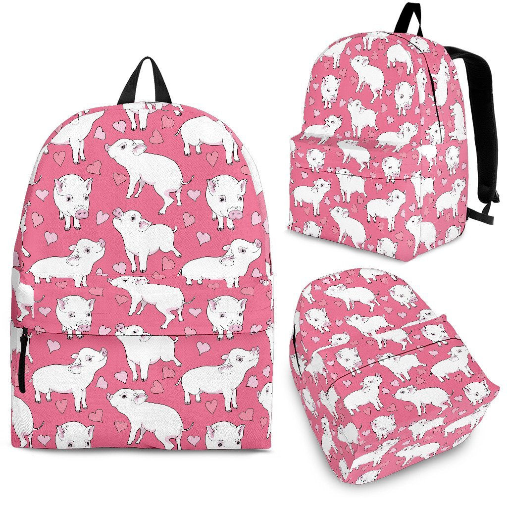 Pig Heart Pattern Print Premium Backpack-grizzshop