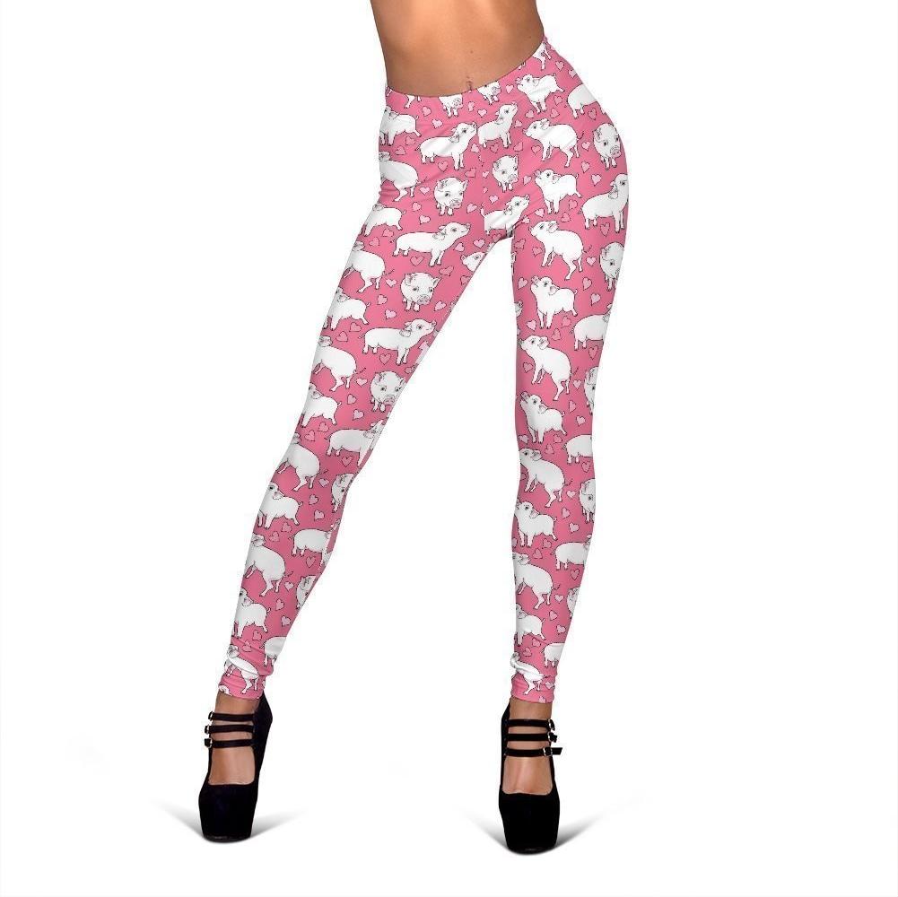 Pig Heart Pattern Print Women Leggings-grizzshop