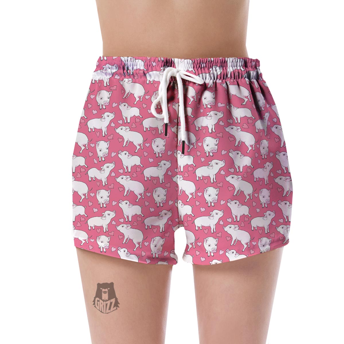 Pig Heart Pattern Print Women's Shorts-grizzshop