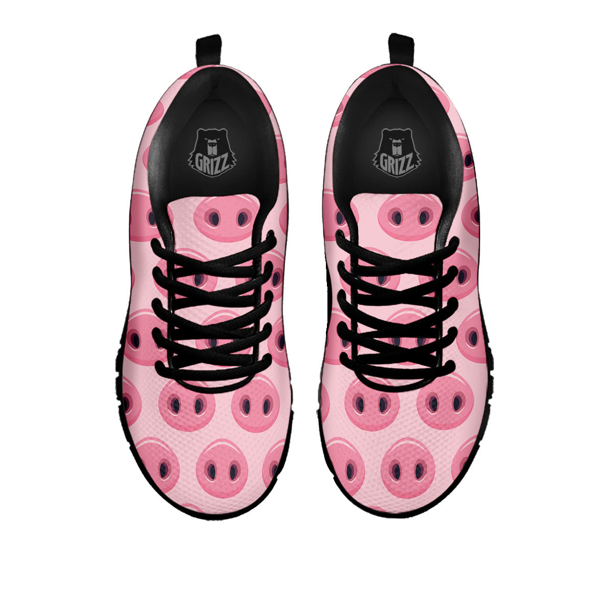 Pig Nose Pink Print Pattern Black Sneaker-grizzshop