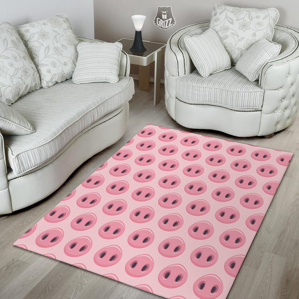 Pig Nose Pink Print Pattern Floor Mat-grizzshop