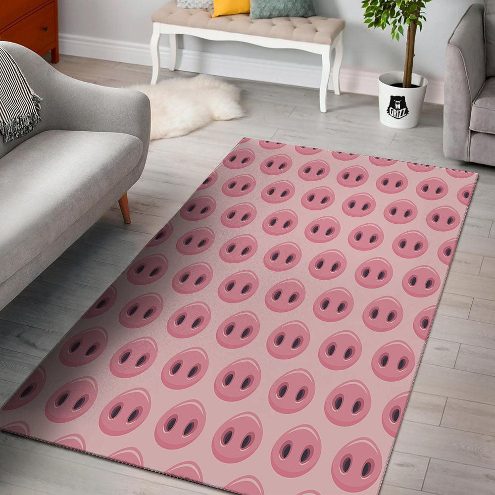 Pig Nose Pink Print Pattern Floor Mat-grizzshop