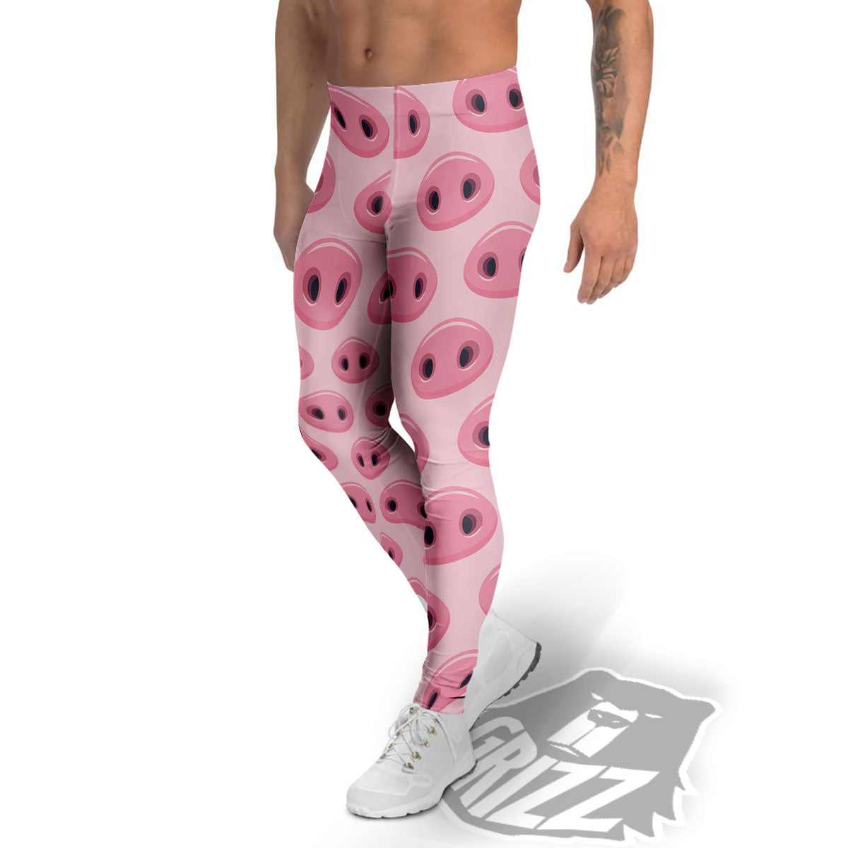 Pig Nose Pink Print Pattern Men's Leggings-grizzshop