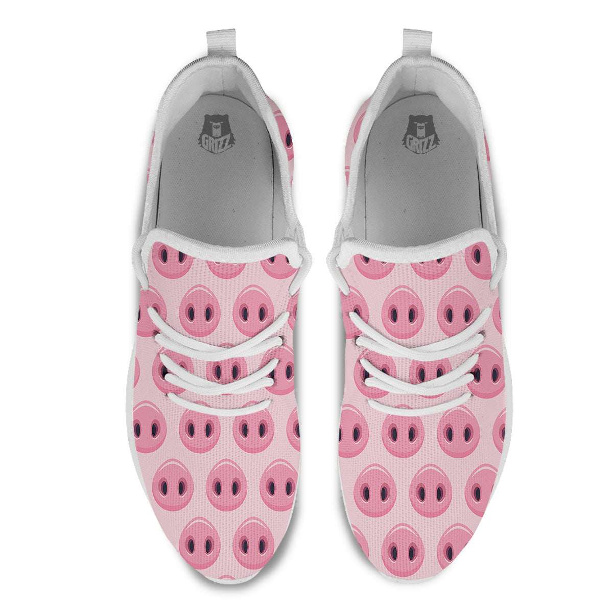 Pig Nose Pink Print Pattern White Athletic Shoes-grizzshop