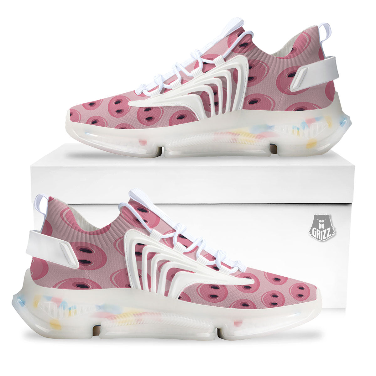 Pig Nose Pink Print Pattern White Gym Shoes-grizzshop