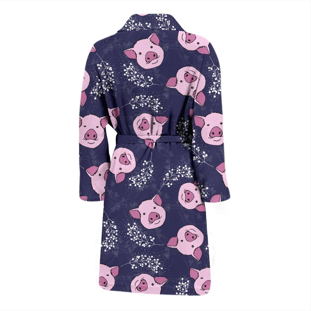 Pig Pattern Print Men Long Robe-grizzshop