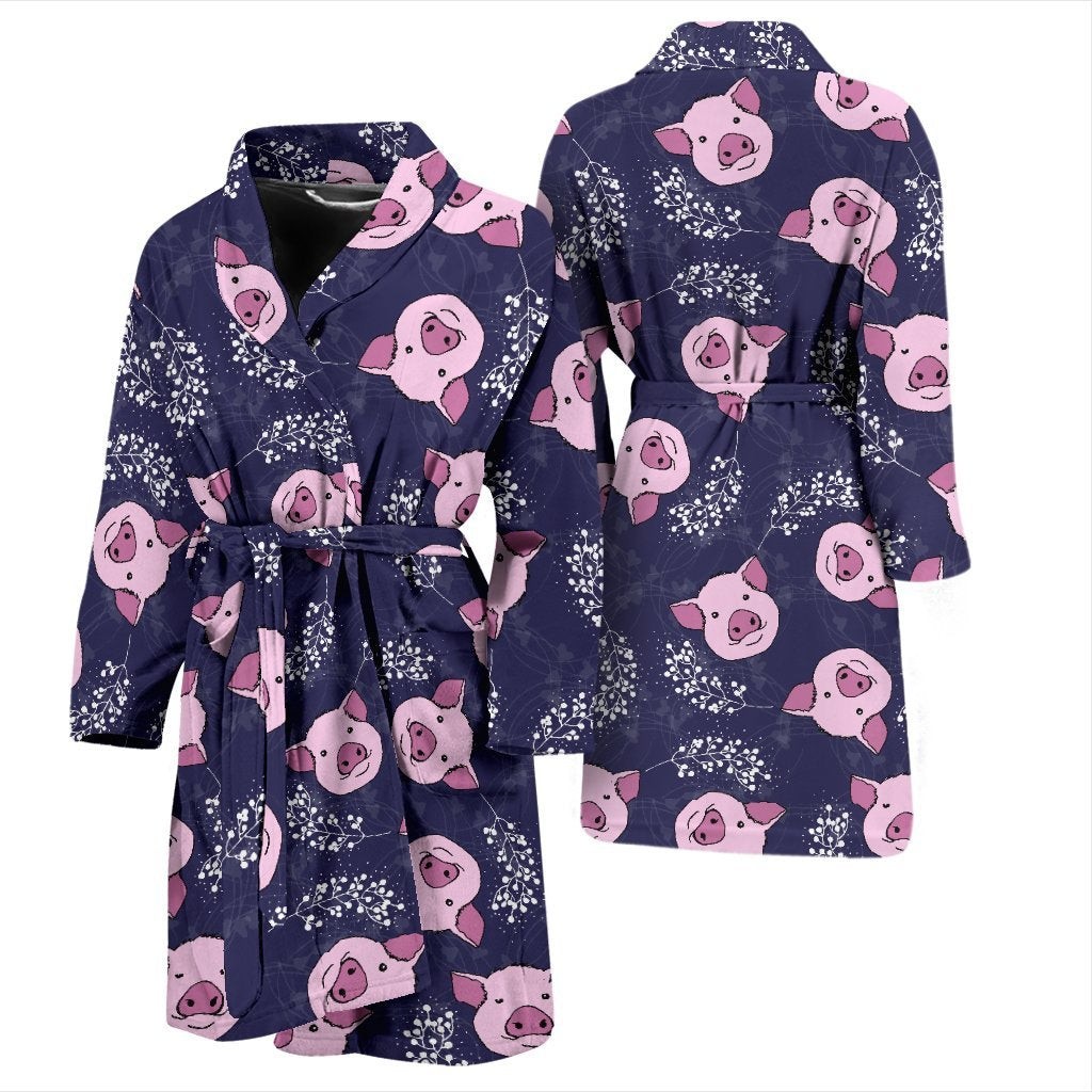Pig Pattern Print Men Long Robe-grizzshop