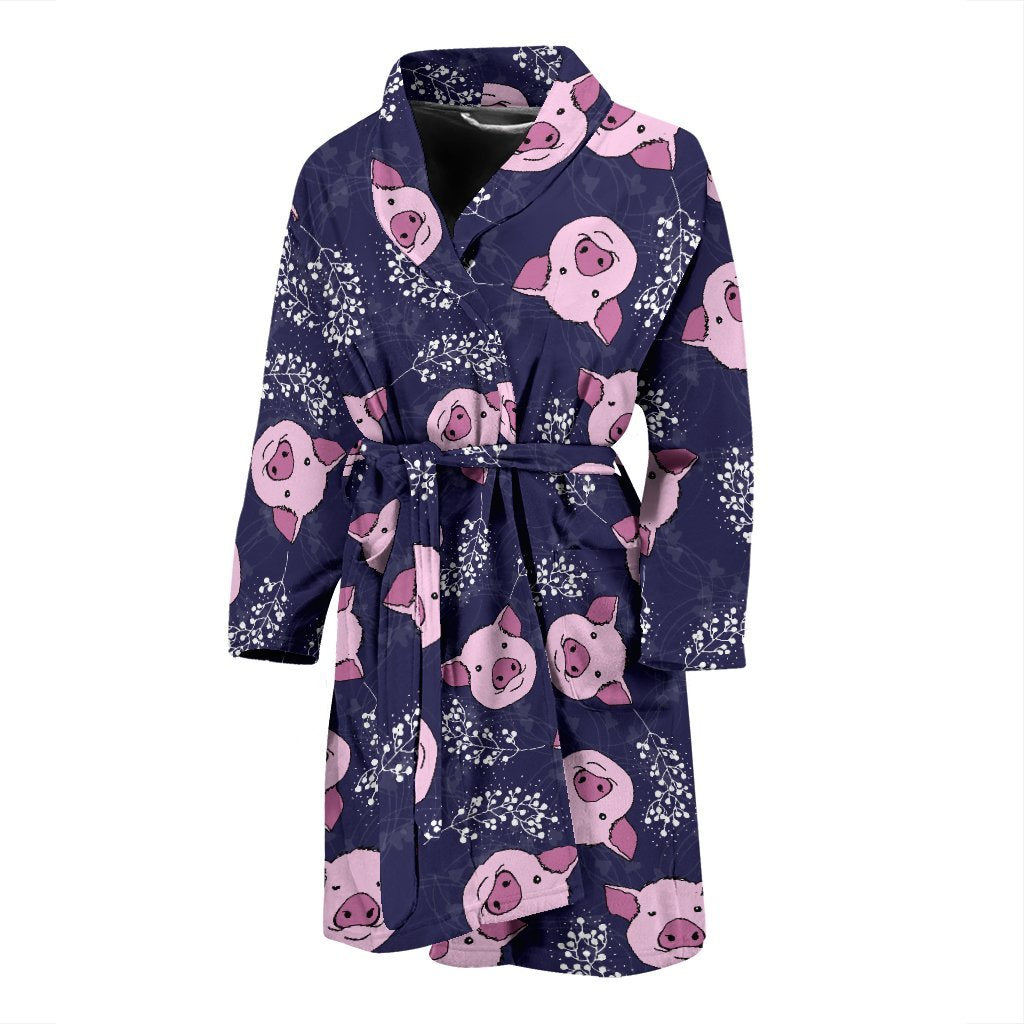 Pig Pattern Print Men Long Robe-grizzshop
