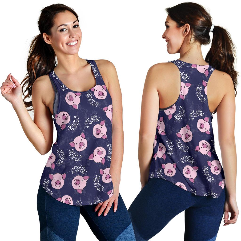 Pig Pattern Print Racerback Tank Tops-grizzshop