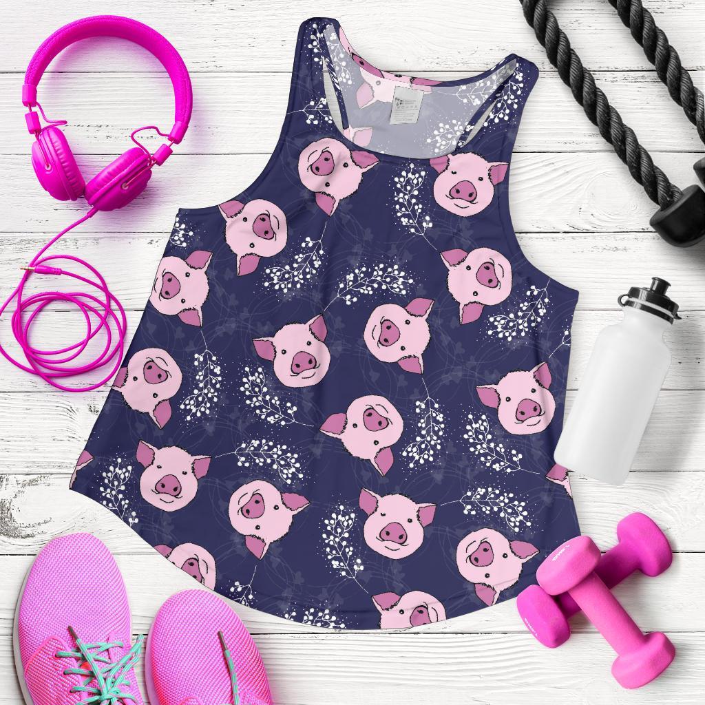 Pig Pattern Print Racerback Tank Tops-grizzshop