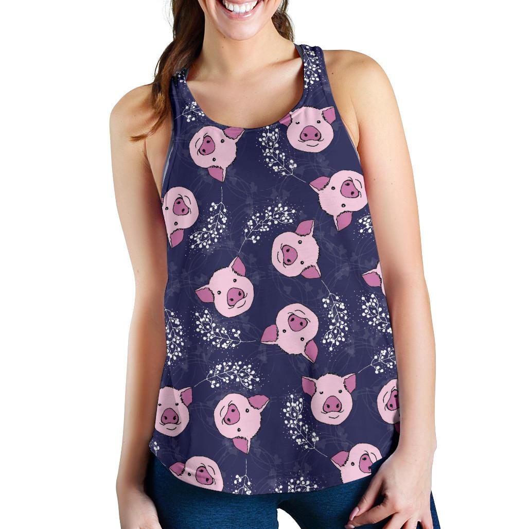 Pig Pattern Print Racerback Tank Tops-grizzshop