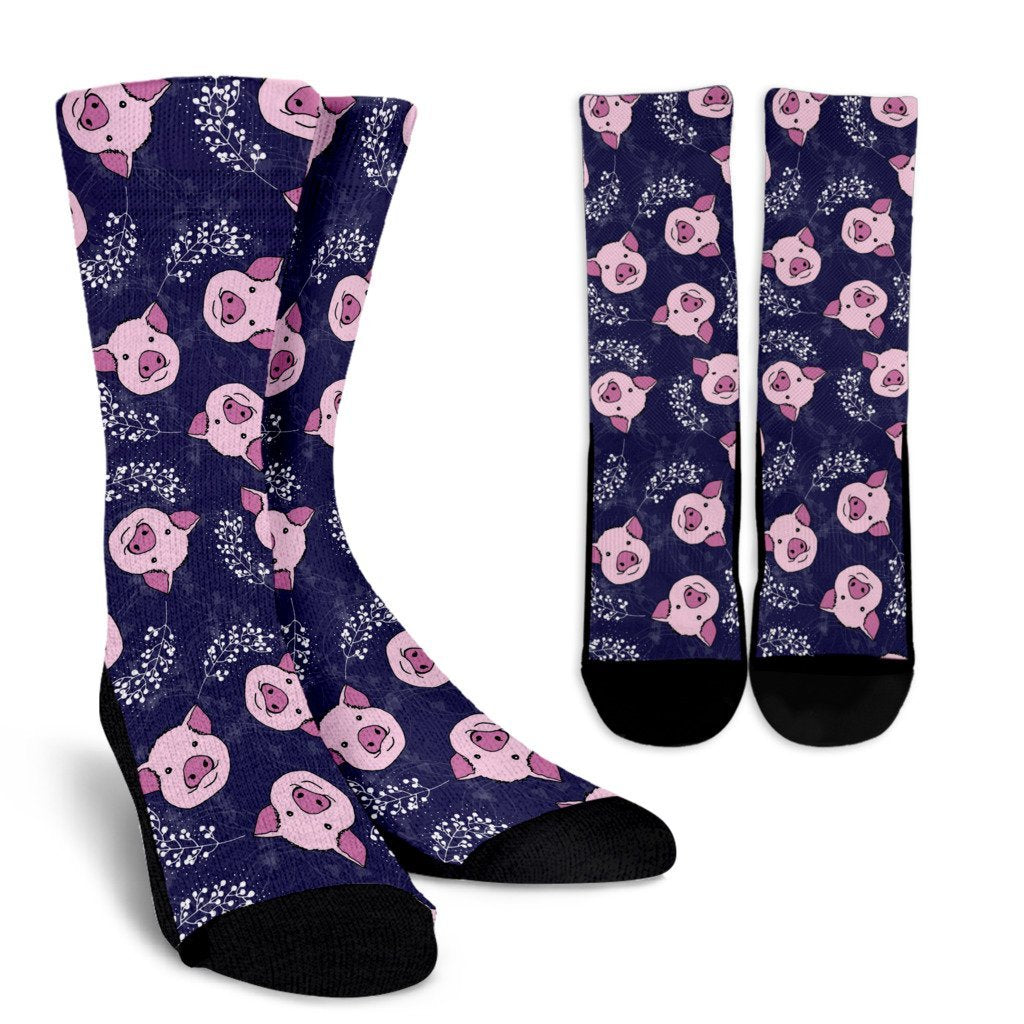 Pig Pattern Print Unisex Crew Socks-grizzshop