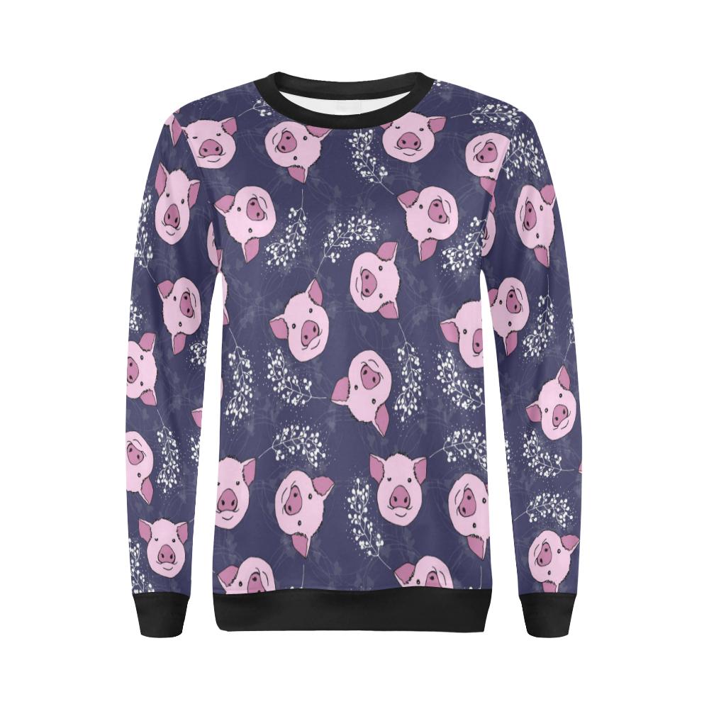 Pig Pattern Print Women Crewneck Sweatshirt-grizzshop