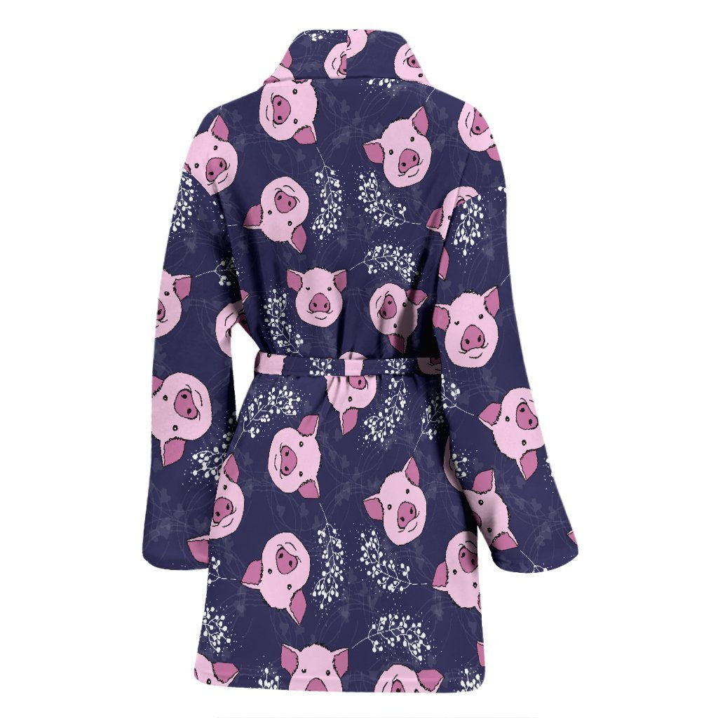 Pig Pattern Print Women Long Robe-grizzshop