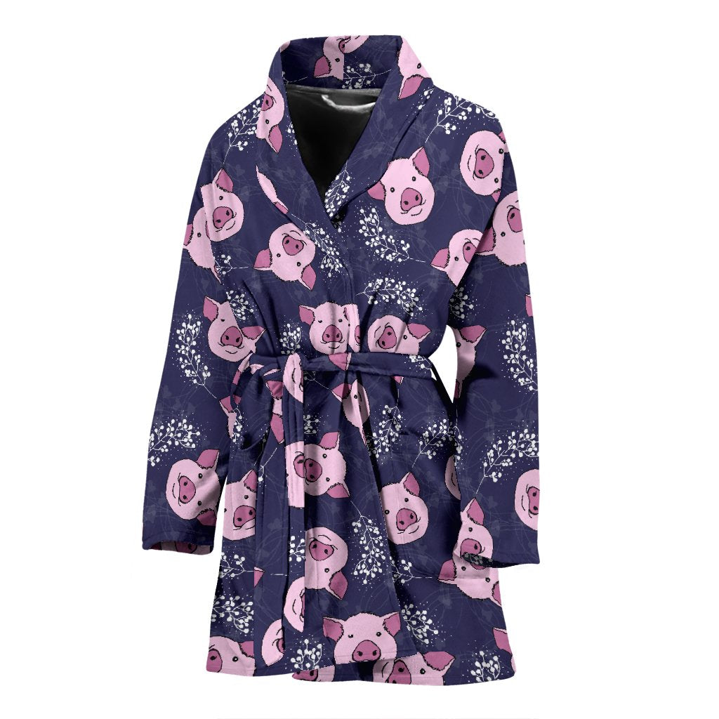 Pig Pattern Print Women Long Robe-grizzshop
