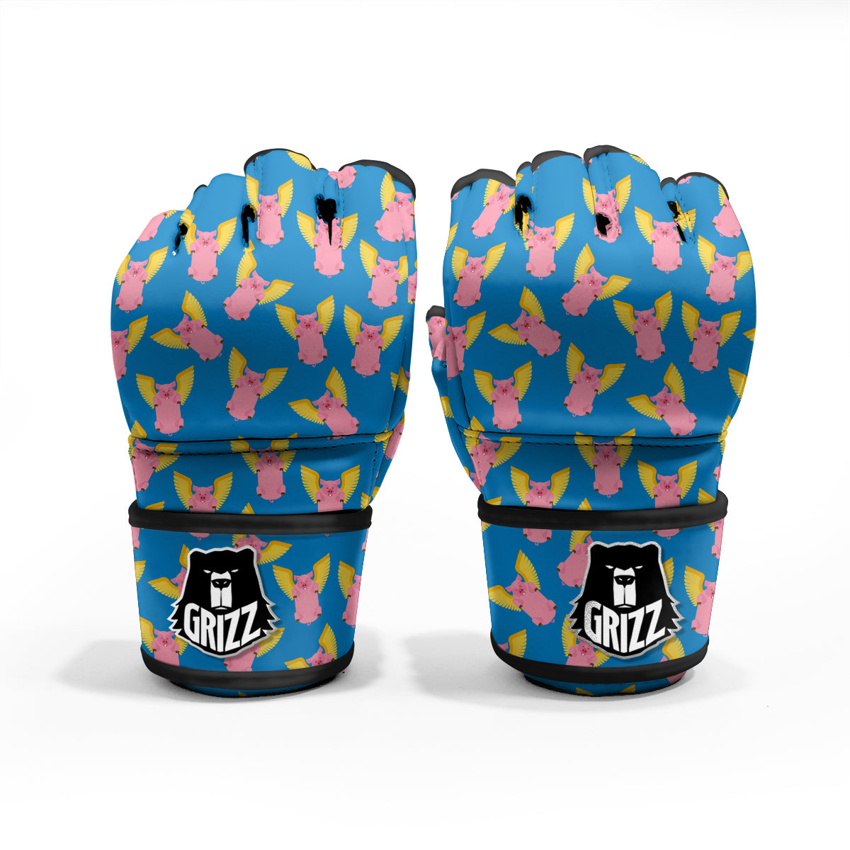 Pig Pink Vintage Print Pattern MMA Gloves-grizzshop