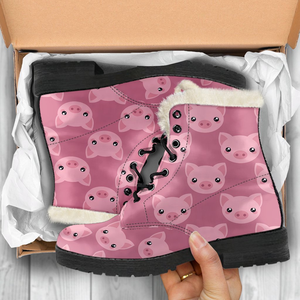 Pig Print Pattern Comfy Winter Boots-grizzshop