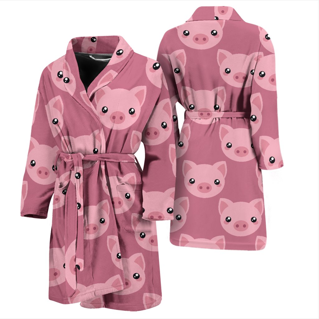 Pig Print Pattern Men Long Robe-grizzshop