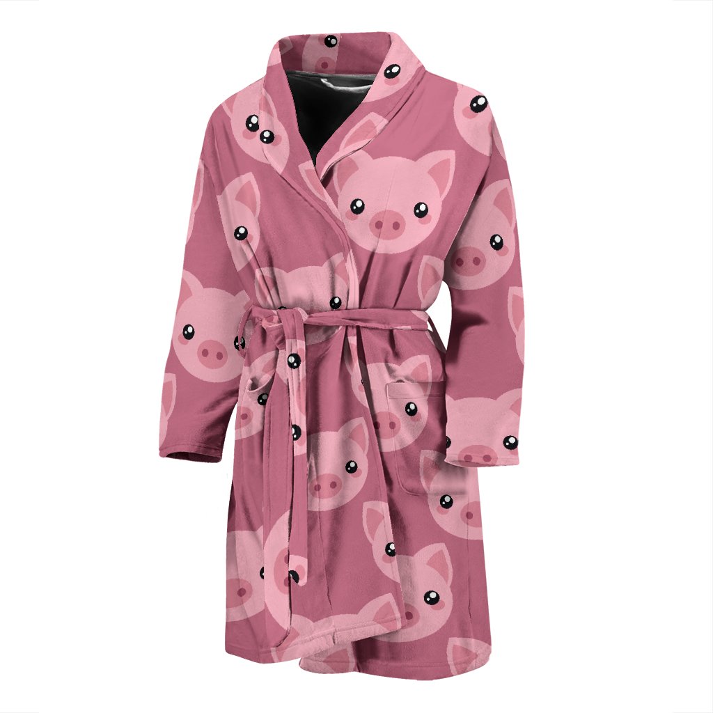 Pig Print Pattern Men Long Robe-grizzshop