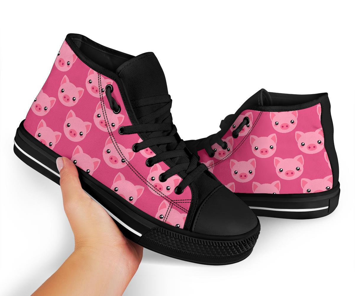 Pig Print Pattern Men Women's High Top Shoes-grizzshop