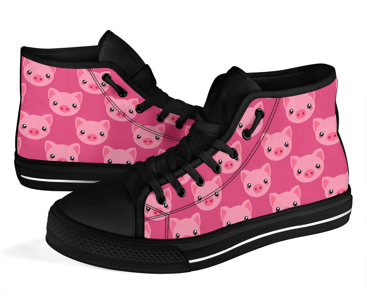 Pig Print Pattern Men Women's High Top Shoes-grizzshop