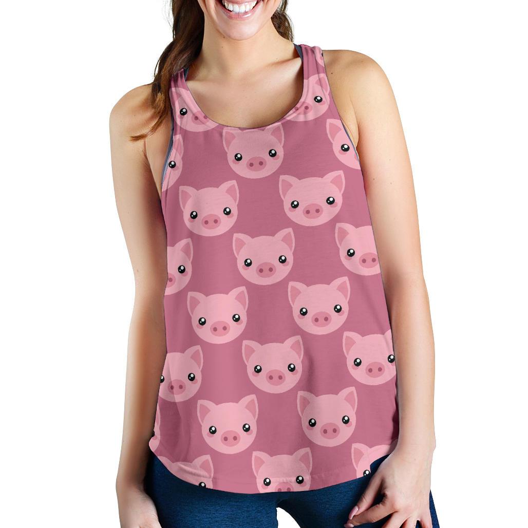 Pig Print Pattern Racerback Tank Tops-grizzshop