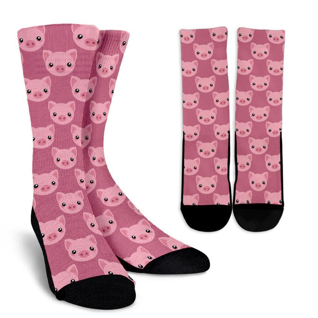 Pig Print Pattern Unisex Crew Socks-grizzshop