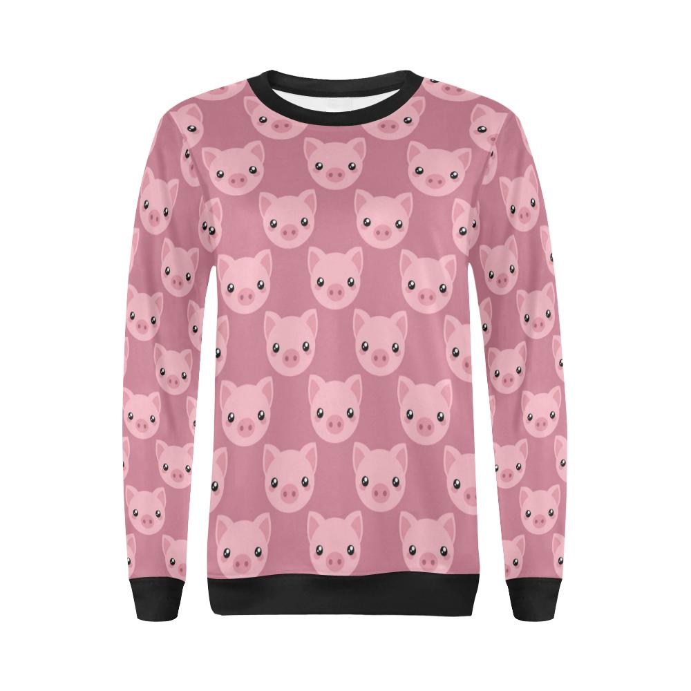 Pig Print Pattern Women Crewneck Sweatshirt-grizzshop