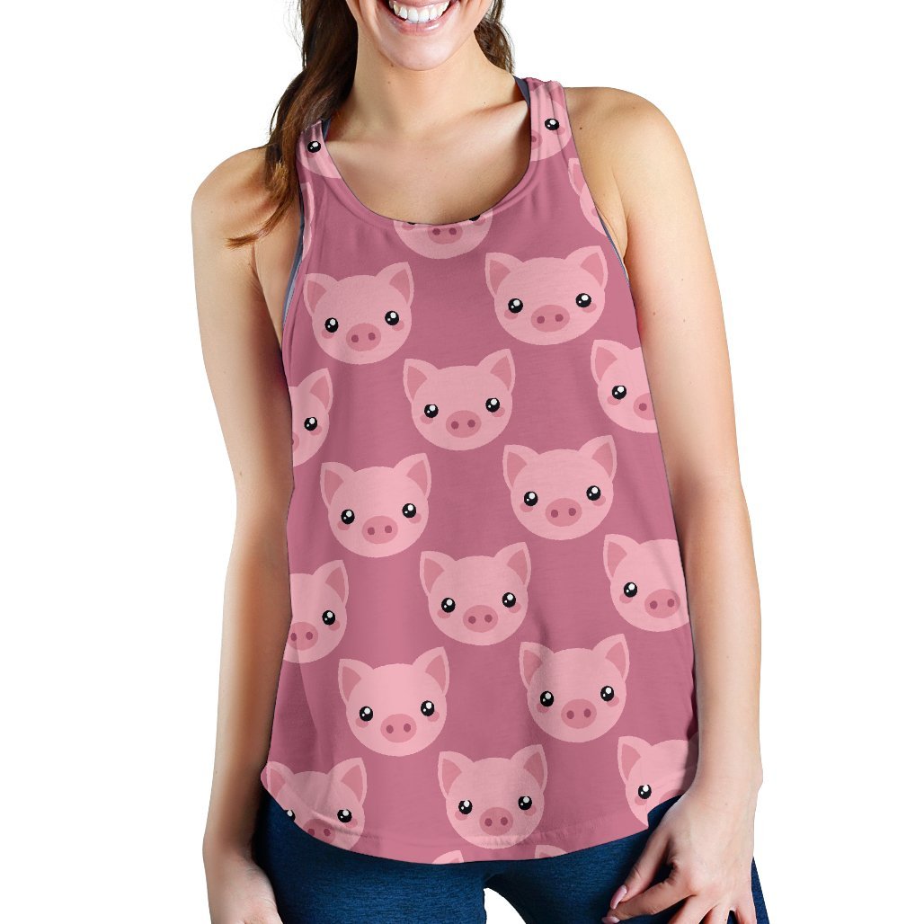 Pig Print Pattern Women's Racerback Tank Tops-grizzshop