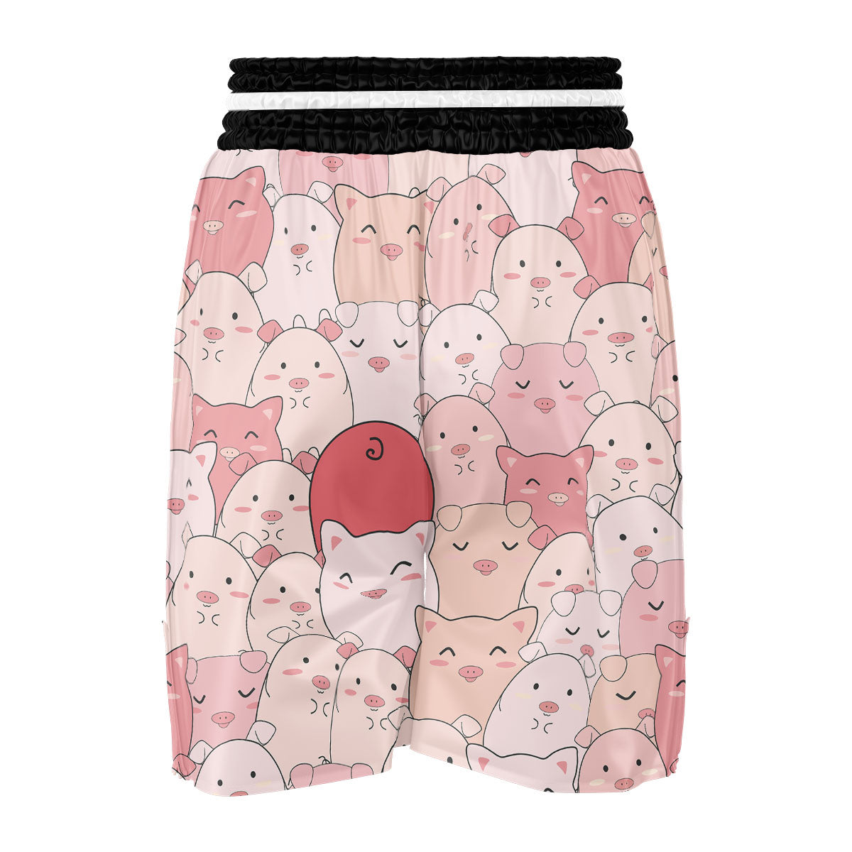 Pig Tail Pink Print Boxing Shorts-grizzshop