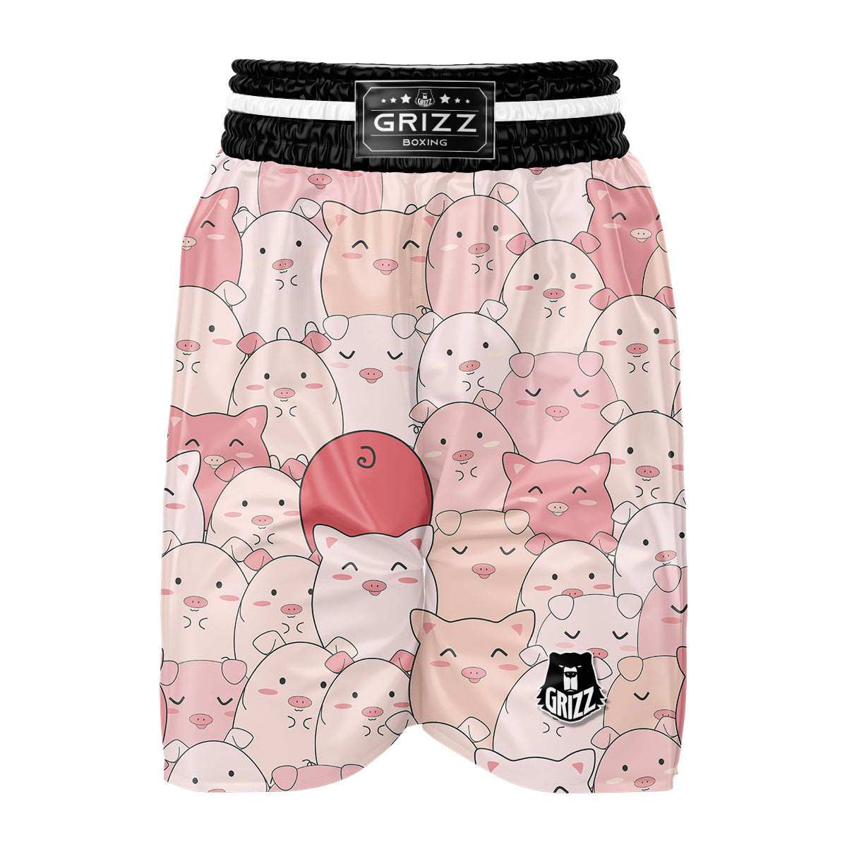 Pig Tail Pink Print Boxing Shorts-grizzshop