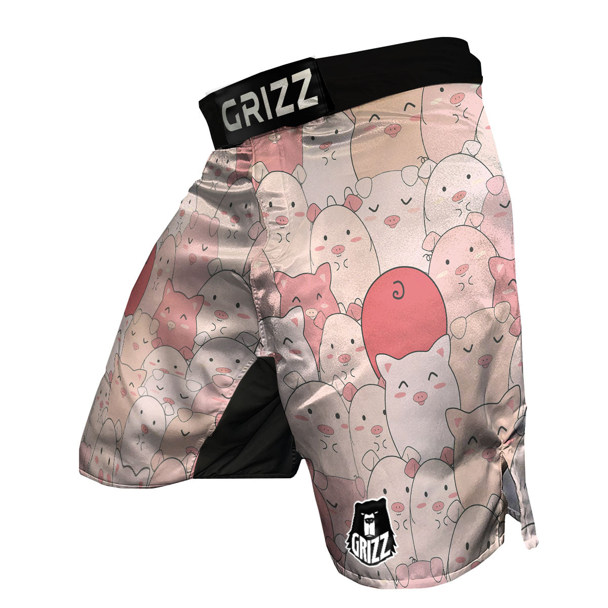 Pig Tail Pink Print MMA Shorts-grizzshop