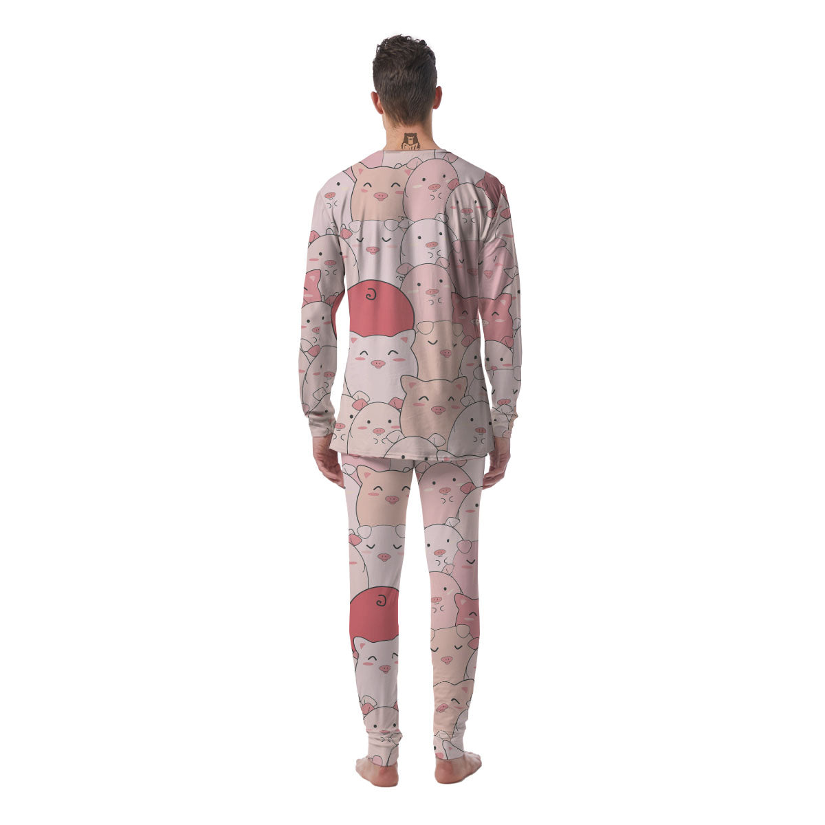 Pig Tail Pink Print Men's Pajamas-grizzshop