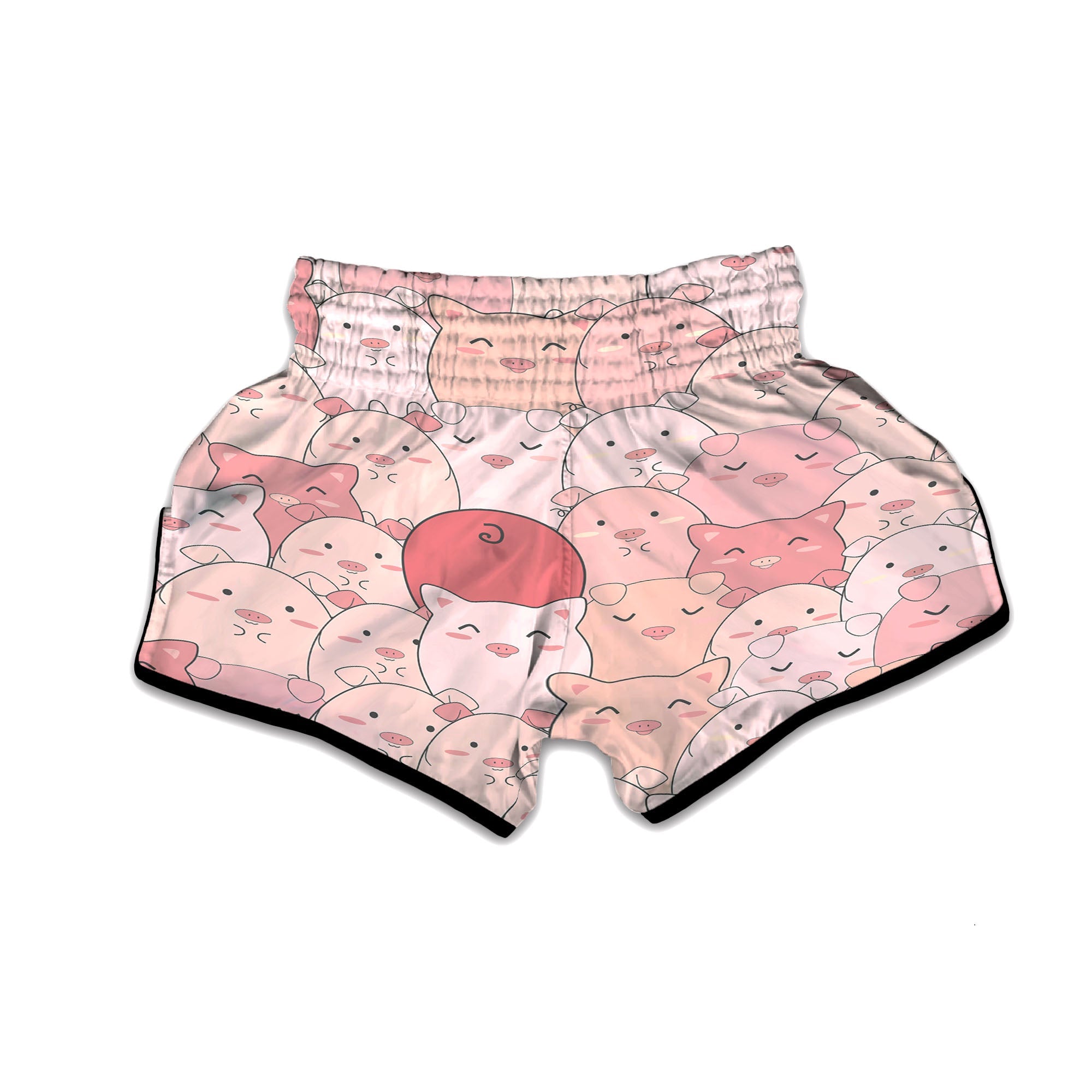 Pig Tail Pink Print Muay Thai Boxing Shorts-grizzshop