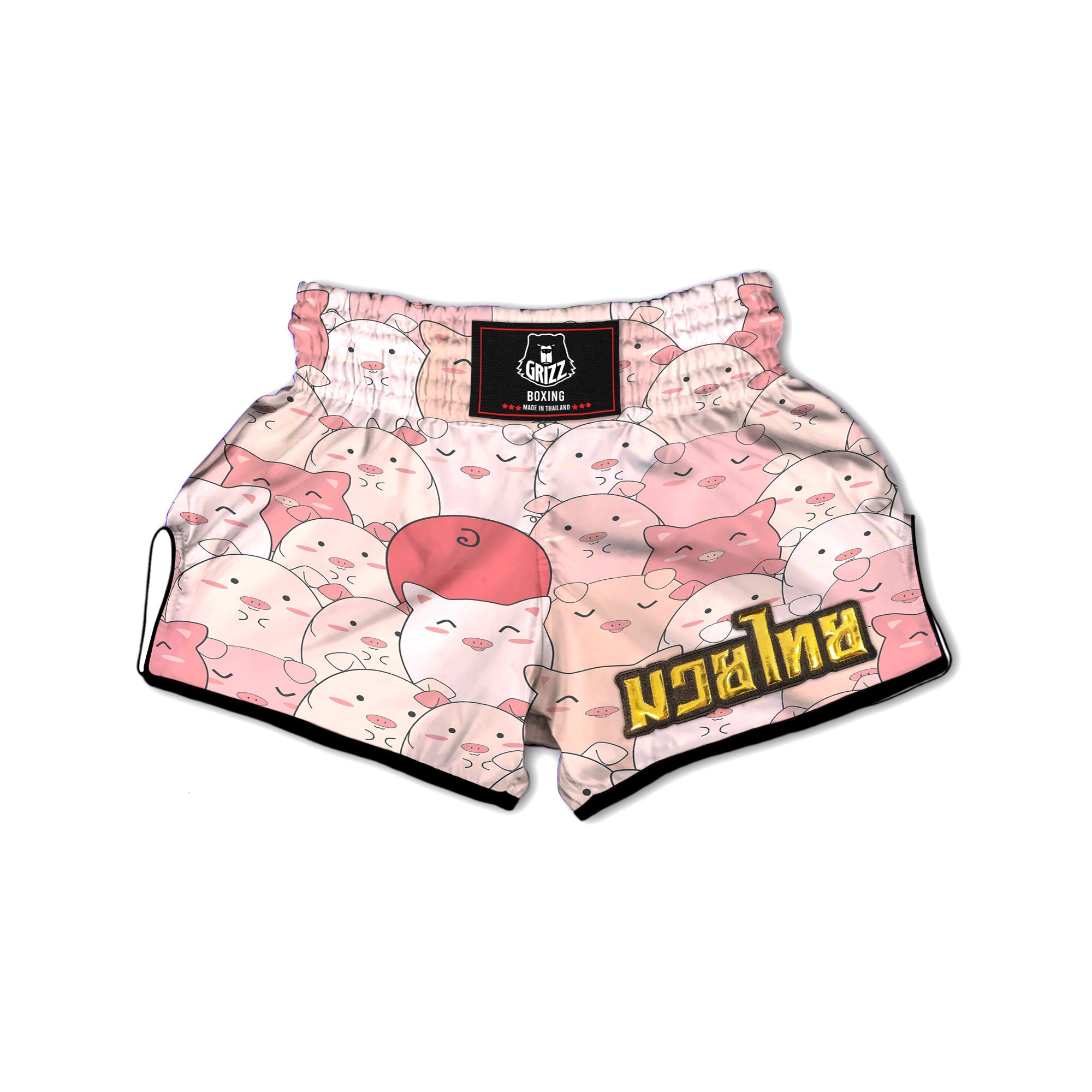 Pig Tail Pink Print Muay Thai Boxing Shorts-grizzshop