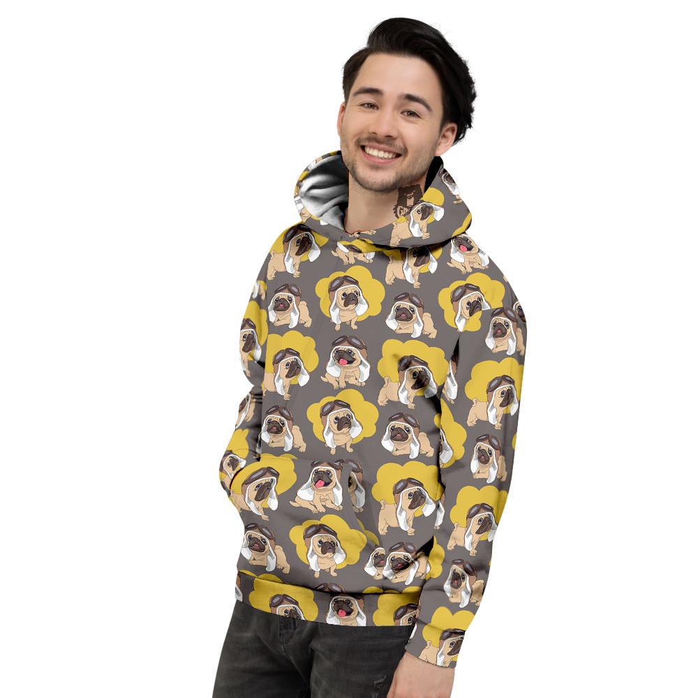 Pilot Pug Print Pattern Men's Hoodie-grizzshop