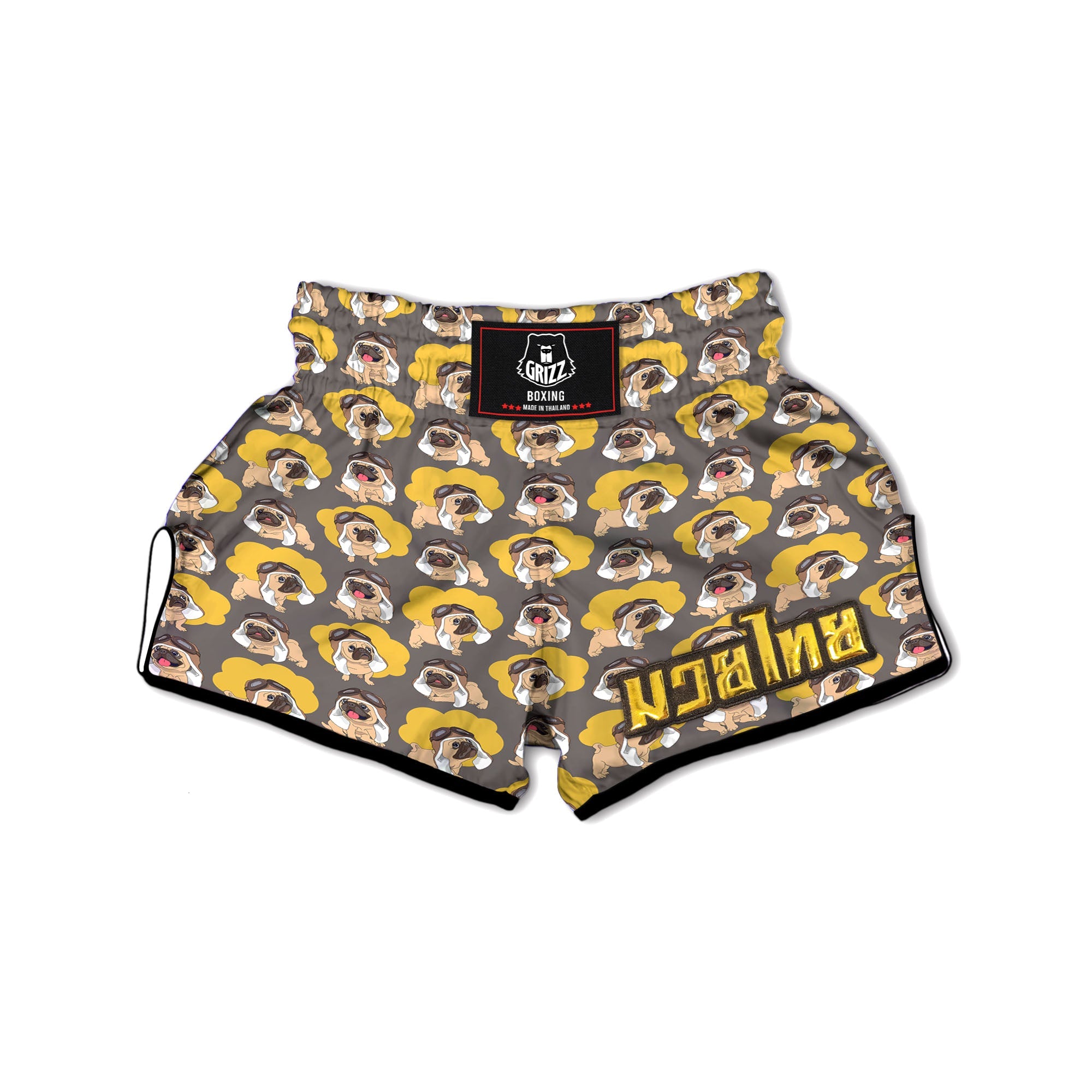 Pilot Pug Print Pattern Muay Thai Boxing Shorts-grizzshop