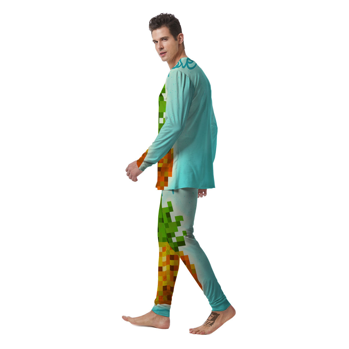 Pineapple 8-Bit Pixel Print Men's Pajamas-grizzshop