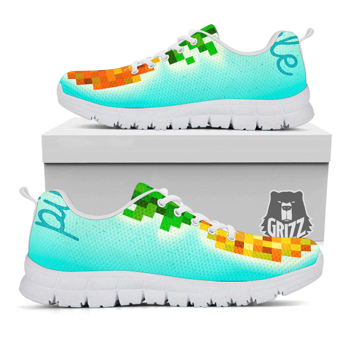 Pineapple 8-Bit Pixel Print White Sneaker-grizzshop